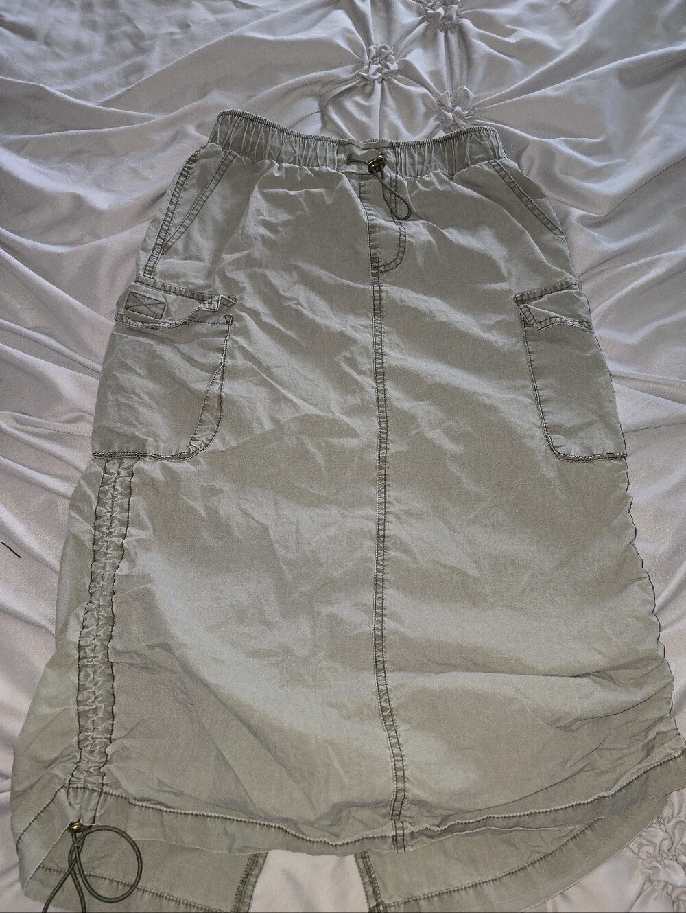 Light Olive Utility Cargo Skirt with Drawstring